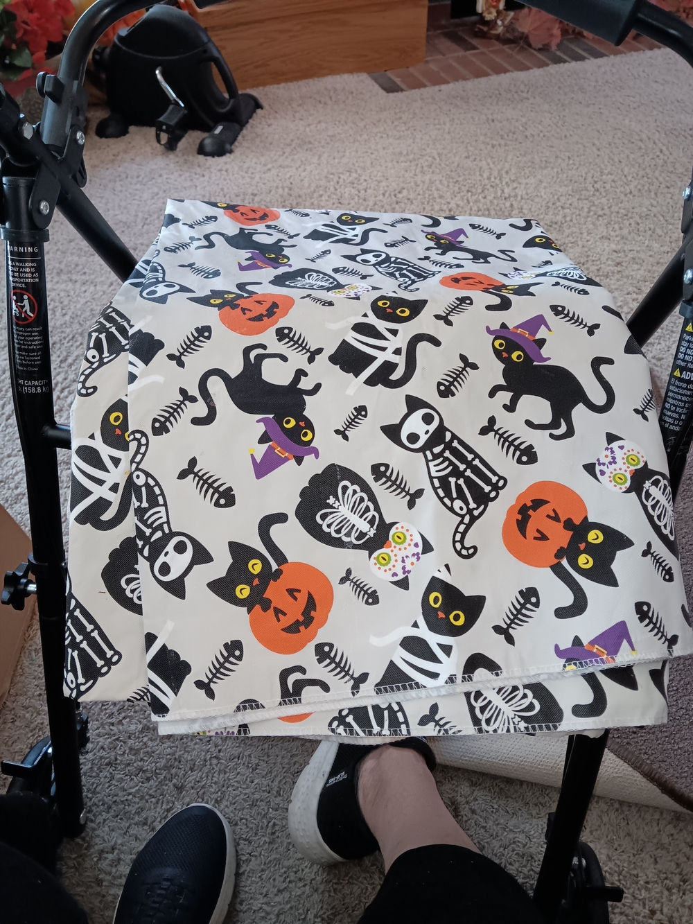 Halloween Cat & Pumpkin Tablecloth - Black/Orange/White